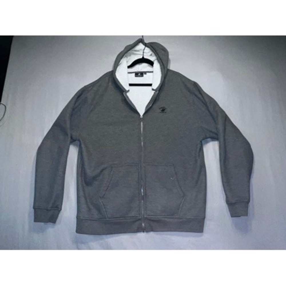 Beverly Hills Polo Club Mens Gray Sherpa Lined Full Zip Hoodie Sweatshirt XLT